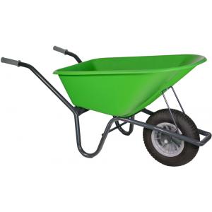 Kruiwagen gecoat 100 liter lime groen met binnen- en buitenband